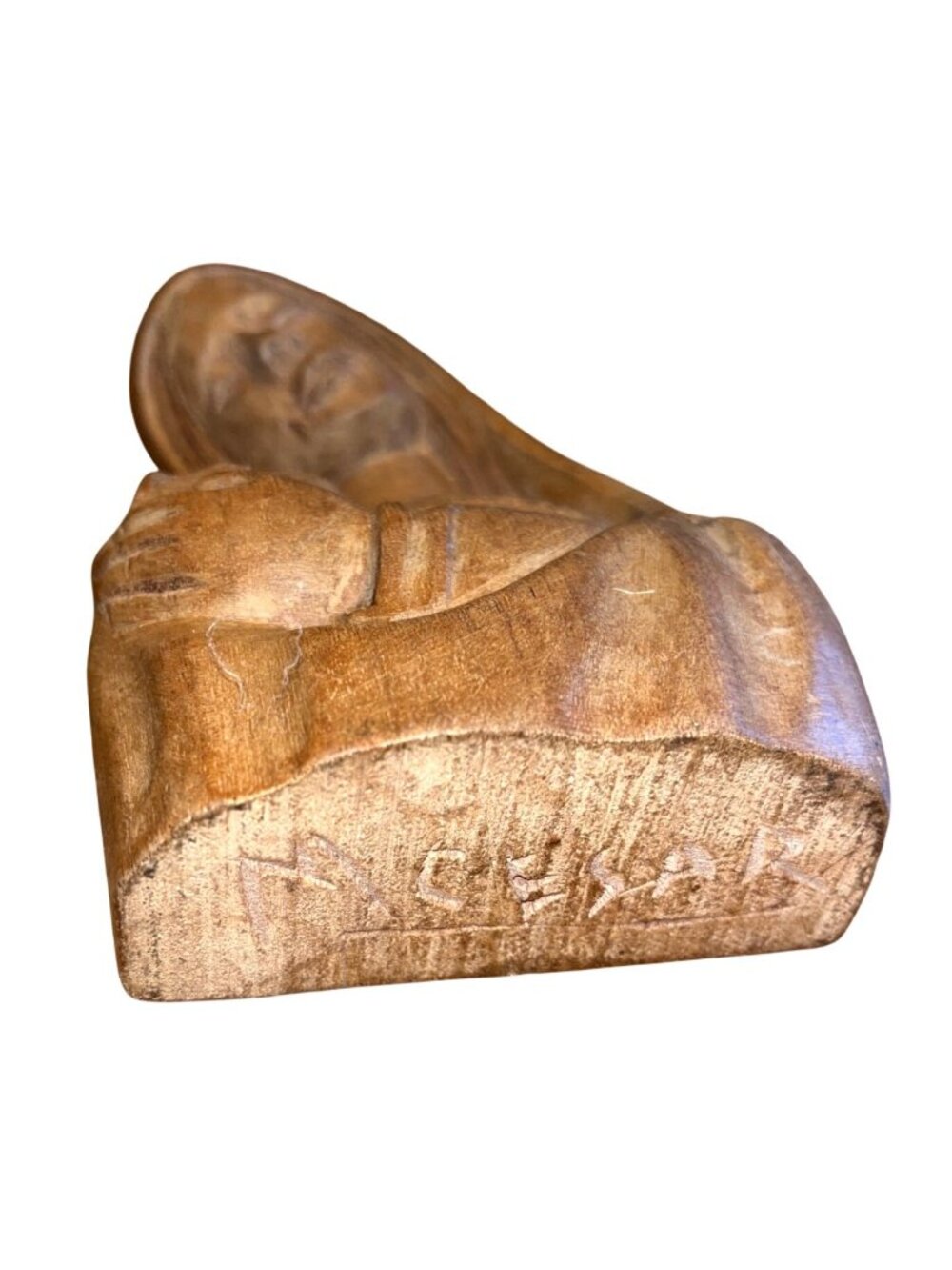 Hand Carved Wooden Mother Mary & Baby Jesus Sculpture By Artist M. Cesar - Picture 3 of 5